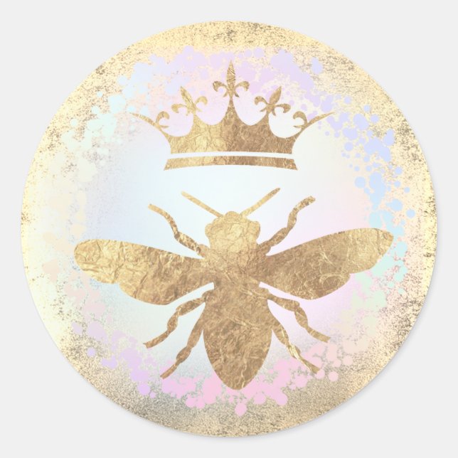 queen bee design classic round sticker (Front)