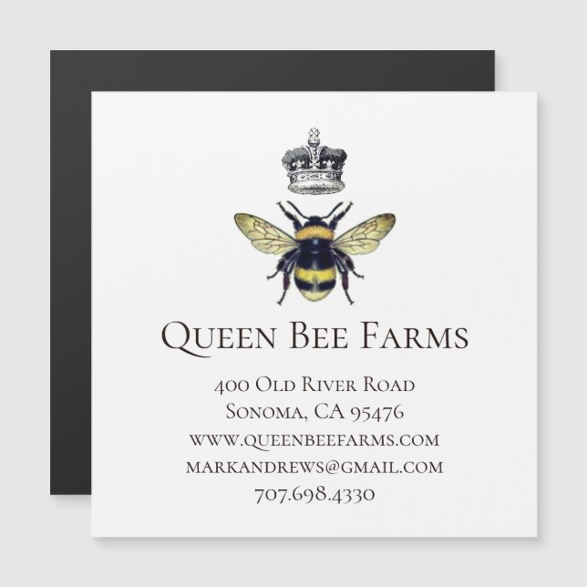 Queen Bee Et Crown Farm Ou Carte Magnétique Apière (Devant / Derrière)
