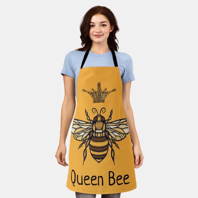 Queen Bee Fancy Crown Personalize Apron (Worn)