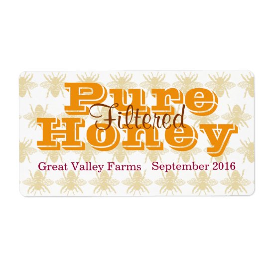 Queen Bee Filtered Honey Jar Shipping Label