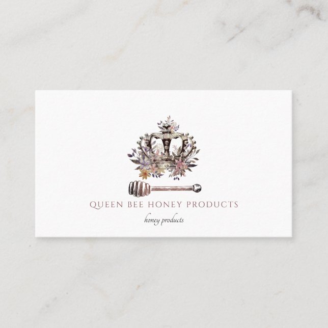 Queen Bee Floral Crown Honey Products Business Card (Front)