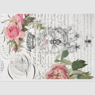 Queen Bee Floral Script Decoupage Sheet