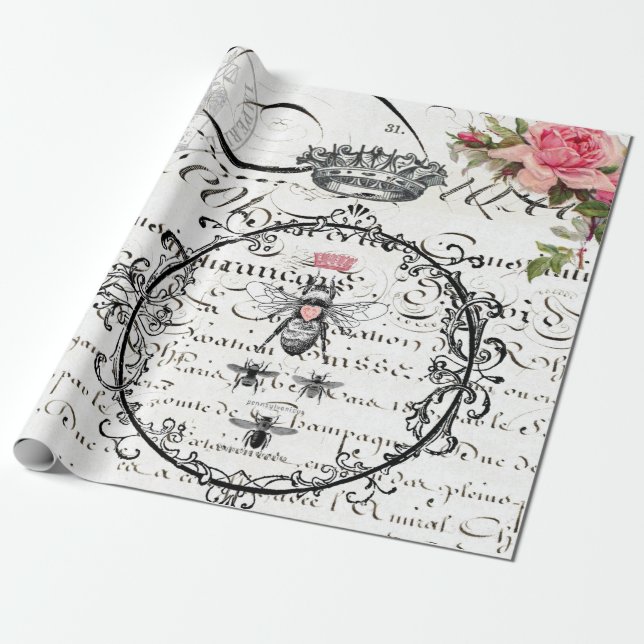 Queen Bee Furniture Decoupage Poster Wrapping Paper (Unrolled)