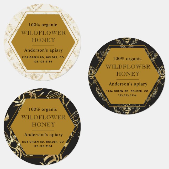 queen bee gold apiary adhesive honey jar (Group)