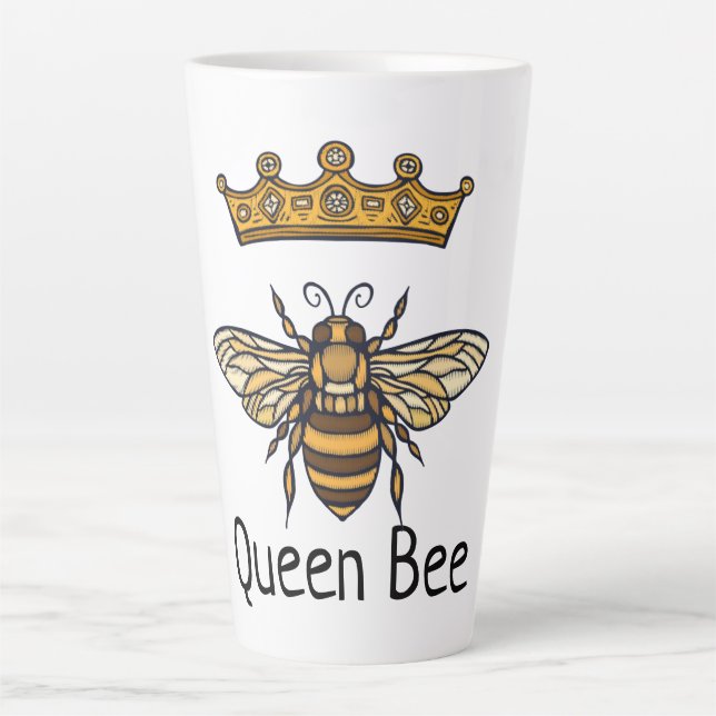 Queen Bee Gold Crown Latte Mug (Front)