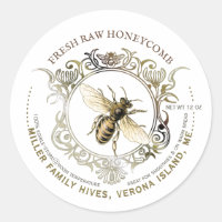 Queen Bee Gold Ornate Frame Fresh Raw Honeycomb
