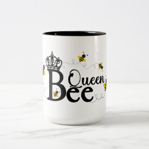 Queen Bee, Honey Bee, Bumble Bee, Gift for Her Two-Tone Coffee Mug