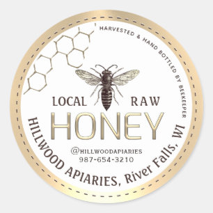 Queen Bee Honey Jar Label Local Raw Hand Bottled