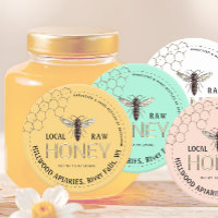 Queen Bee Honey Jar Label Local Raw Hand Bottled