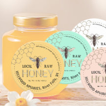 Queen Bee Honey Jar Label Local Raw Hand Bottled 