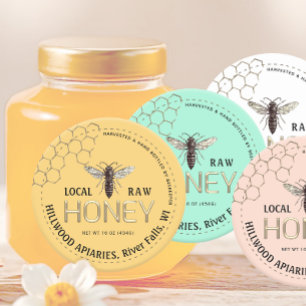 Queen Bee Honey Jar Label Local Raw Hand Bottled