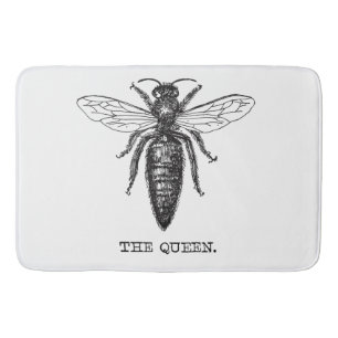 Queen Bee Illustration Classic Drawing Bath Mat