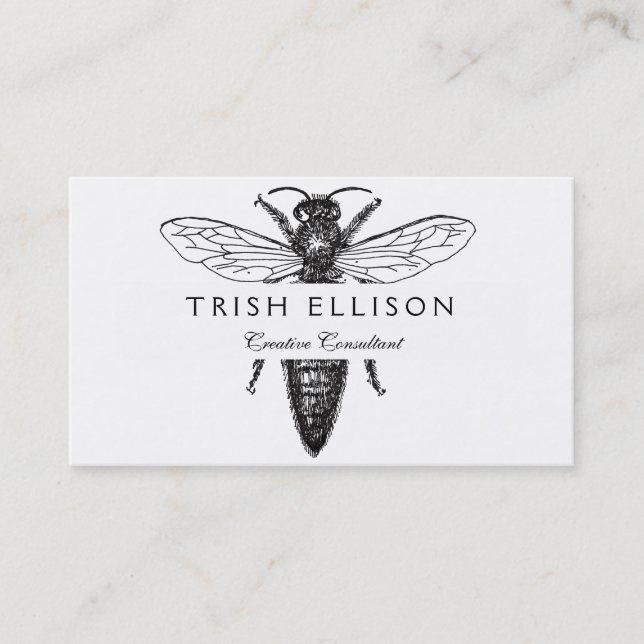 Queen Bee Illustration Classic Drawing Business Card (Front)