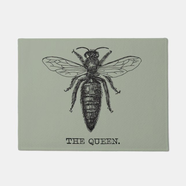 Queen Bee Illustration Classic Drawing Doormat (Front)