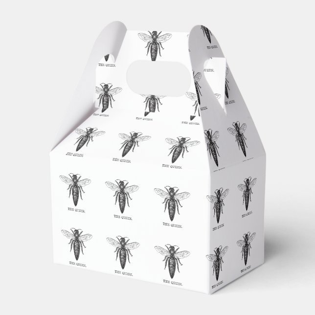 Queen Bee Illustration Classic Drawing Favor Box (Front Side)