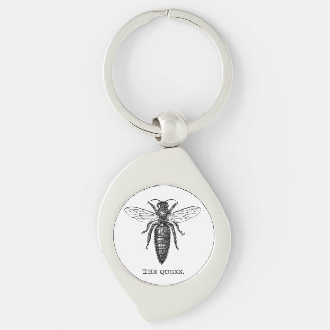 Queen Bee Illustration Classic Drawing Keychain (Front)