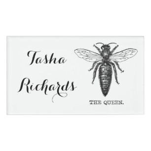 Queen Bee Illustration Classic Drawing Name Tag