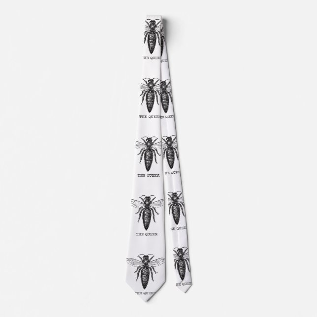Queen Bee Illustration Classic Drawing Tie (Front)