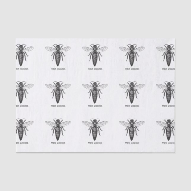 Queen Bee Illustration Classic Drawing Tissue Paper (Front)