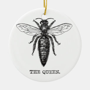Queen Bee Illustration Vintage Ceramic Ornament