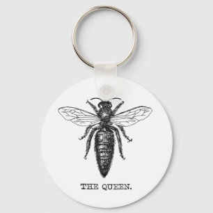 Queen Bee Illustration Vintage Keychain