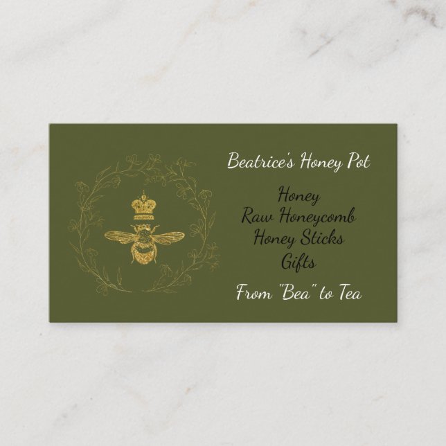 Queen Bee in a Wreath Honey Business Card (Front)