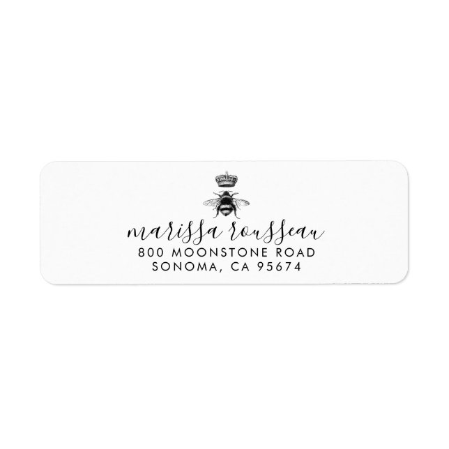 Queen Bee Logo Crown Handwritten Script Name  (Front)