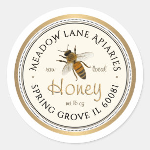 Queen Bee Metallic Gold Border Honey Label