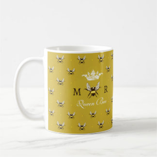 Queen Bee Modern Vintage Monogram Coffee Mug