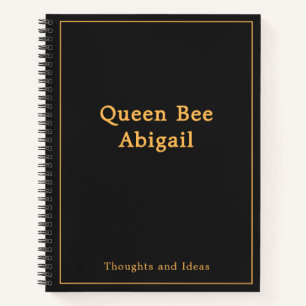 Queen Bee [Name] Black and Yellow Notebook