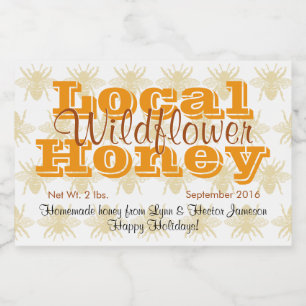 Queen Bee Pattern Personalized Honey Jar Food Label