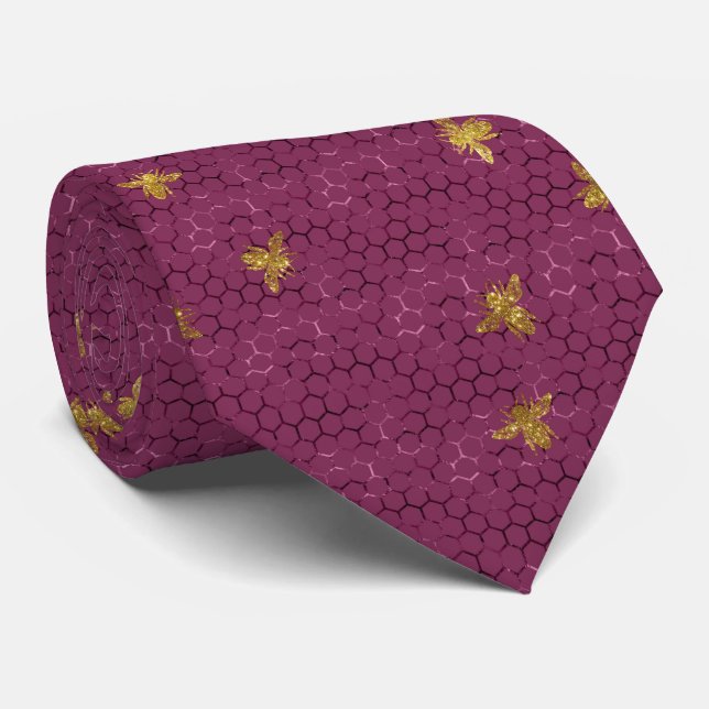 Queen Bee Pattern  Tie (Rolled)