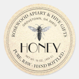 Queen Bee Raw Hand Bottled Honey Sticker
