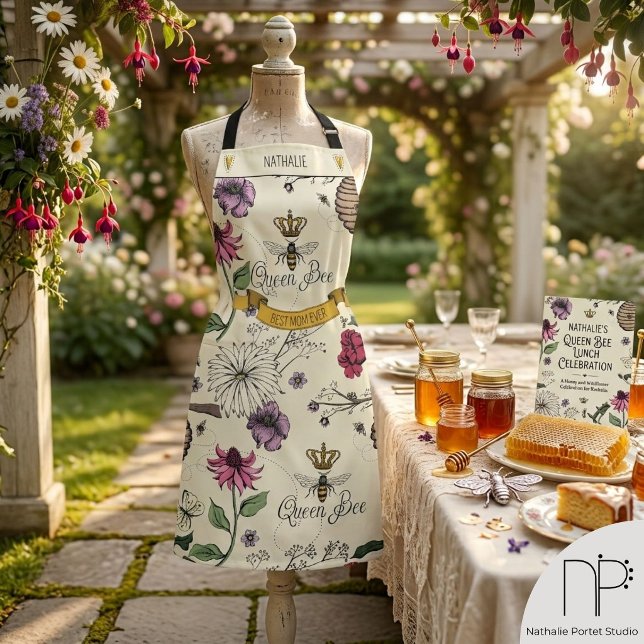 Queen Bee Royal Crown Apron (This Queen Bee Royal Crown Apron features hand-drawn art, perfect for Mother’s Day and birthdays.)