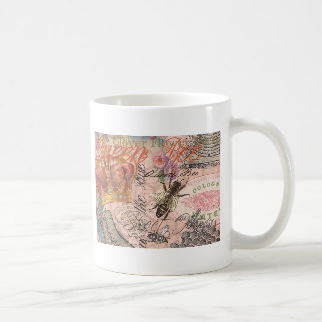 Queen Bee Vintage Beautiful Collage Coffee Mug (Right)