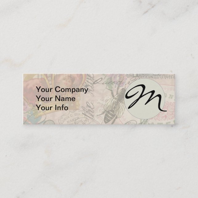 Queen Bee Vintage Beautiful Collage Mini Business Card (Front)