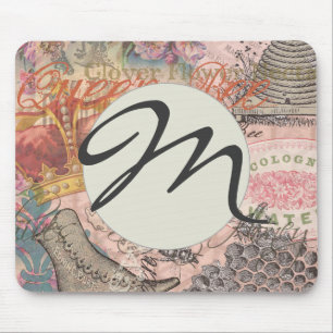 Queen Bee Vintage Beautiful Collage Mouse Pad