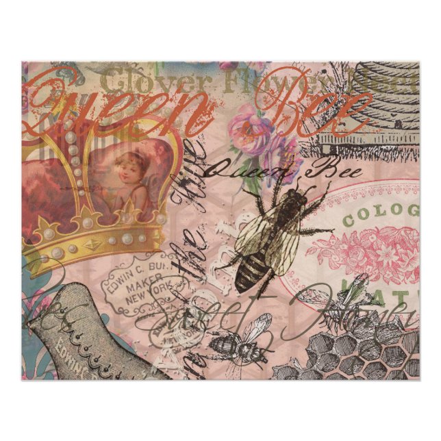 Queen Bee Vintage Beautiful Collage Poster (Front)