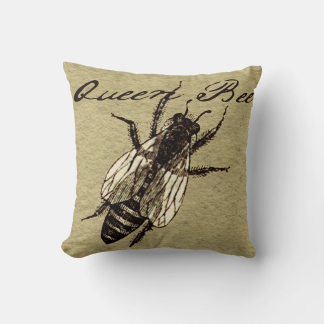 Queen Bee Wildlife Flying Bug Insect Throw Pillow (Front)