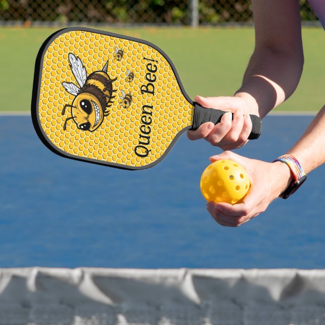 Queen Bee with a Sweet Swat Pickleball Paddle (Insitu)