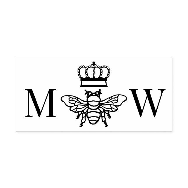 Queen Bee With Crown Couple 2 Initial Monogram Self-inking Stamp (Design)