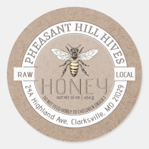 Queen Bee with Infant Warning Pure Raw Honey Label