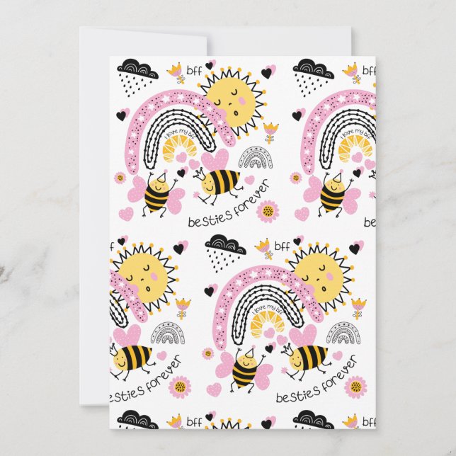 Queen Bees Best Friends Forever Cute BFF Girls Invitation (Front)