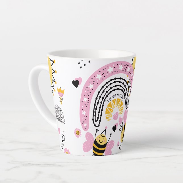 Queen Bees Best Friends Forever Cute BFF Girls Latte Mug (Left Angle)