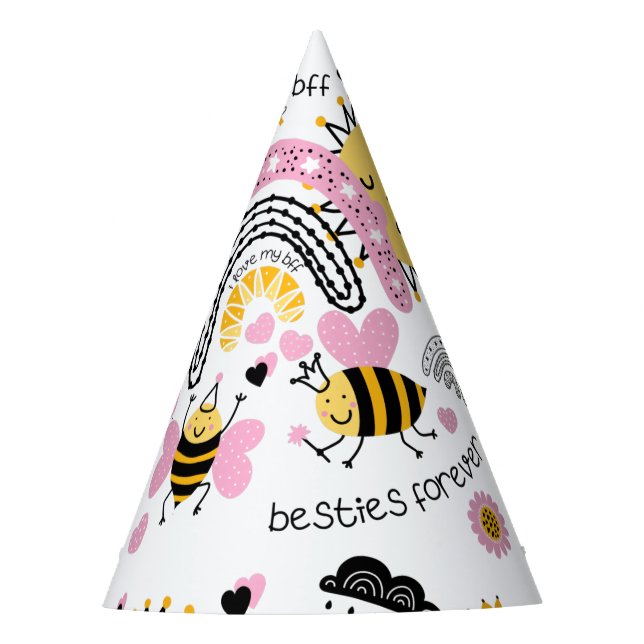 Queen Bees Best Friends Forever Cute BFF Girls Party Hat (Front)