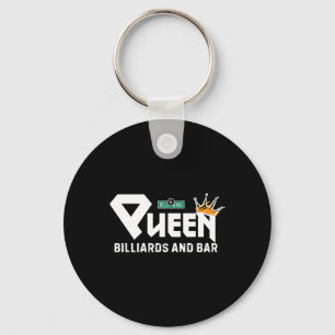 Queen Billiards And Bar Vintage Pool Player Funny Keychain