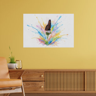 Queen Butterfly Splash Art Poster Print