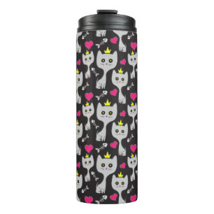 Queen Cat Pattern Thermal Tumbler