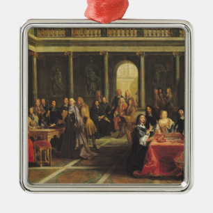 Queen Christina of Sweden and her Court Metal Ornament