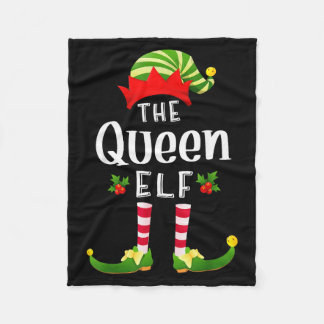 Queen Christmas Elf Matching Pajama X-mas Party  Fleece Blanket